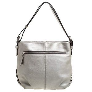 Coach Metallic Silver Leather Duffle Hobo